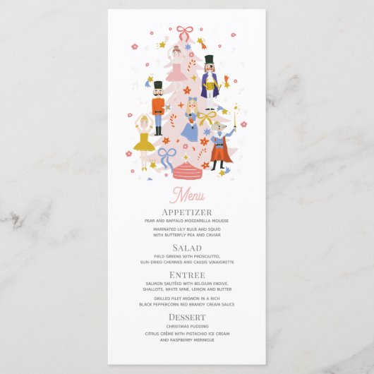 Nutcracker Pink kerstboomfeest Menu (Voorkant)
