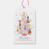 Nutcracker Pink kerstboomfeestdag Cadeaulabel (Voorkant)