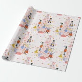 Nutcracker Pink-kerstboomfeestdag Cadeaupapier (Uitgerold)