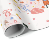 Nutcracker Pink-kerstboomfeestdag Cadeaupapier (Rol Hoek)