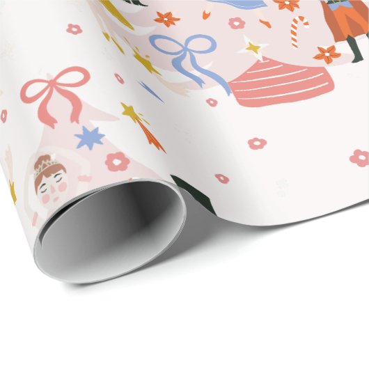 Nutcracker Pink-kerstboomfeestdag Cadeaupapier (Rol Hoek)