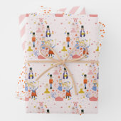 Nutcracker Pink-kerstboomfeestdag Inpakpapier Vel (In situ)