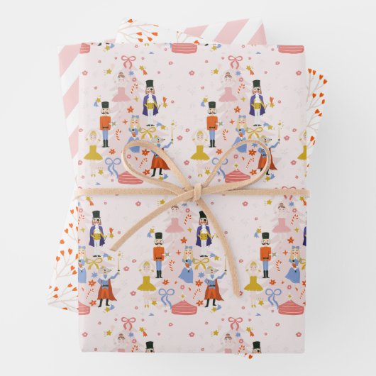 Nutcracker Pink-kerstboomfeestdag Inpakpapier Vel (In situ)
