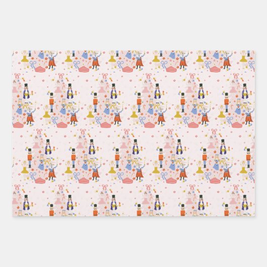 Nutcracker Pink-kerstboomfeestdag Inpakpapier Vel (Voorkant)