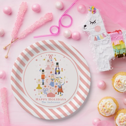 Nutcracker Pink-kerstboomfeestdag Papieren Bordje (Feest)