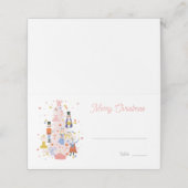 Nutcracker Pink-kerstboomfeestdag Plaatskaartje (Buitenkant ongevouwen)