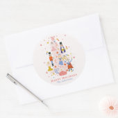 Nutcracker Pink-kerstboomfeestdag Ronde Sticker (Envelop)
