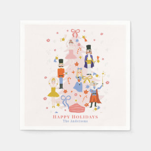 Nutcracker Pink-kerstboomfeestdag Servet