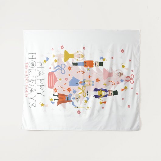 Nutcracker Pink-kerstboomfeestdag Wandkleed (Voorkant (horizontaal))