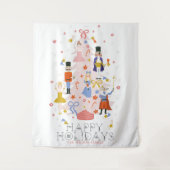 Nutcracker Pink-kerstboomfeestdag Wandkleed (Voorkant)