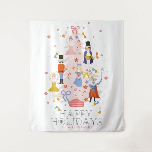 Nutcracker Pink-kerstboomfeestdag Wandkleed (Voorkant)