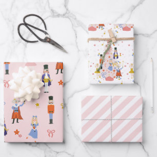 Nutcracker Pink kerstfeestdag Inpakpapier Vel