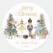 Nutcracker Prettig Kerstfeest Ronde Sticker (Voorkant)