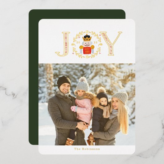 Nutcracker Prince Foto met Kerstmis Folie Feestdagenkaart (Voorkant / Achterkant)