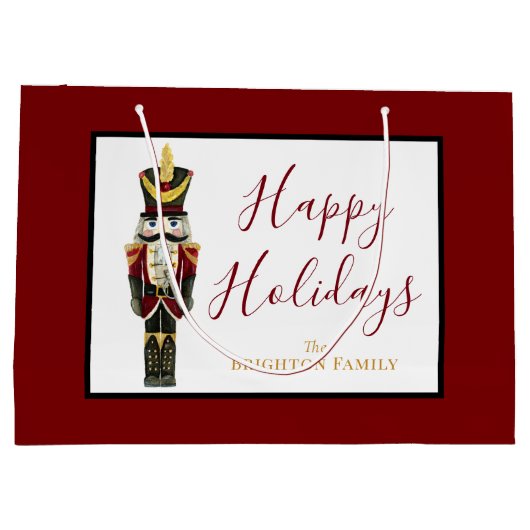 Nutcracker Red Happy Holidays Classic Christmas  Groot Cadeauzakje (Achterkant)