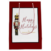 Nutcracker Red Happy Holidays Classic Christmas Medium Cadeauzakje (Achterkant)