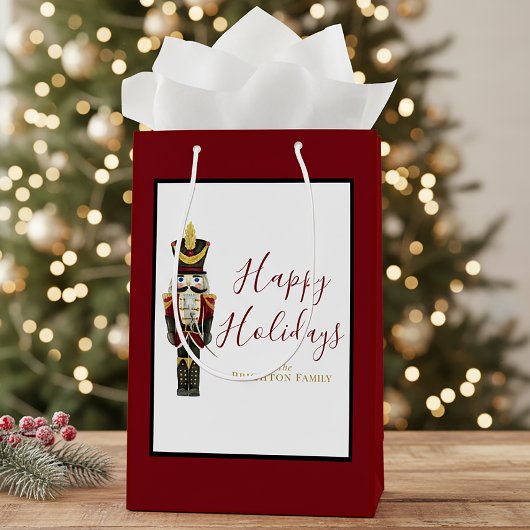 Nutcracker Red Happy Holidays Classic Christmas Medium Cadeauzakje