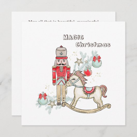 Nutcracker Rocking Horse-kerstboomkaart (Voorkant / Achterkant)