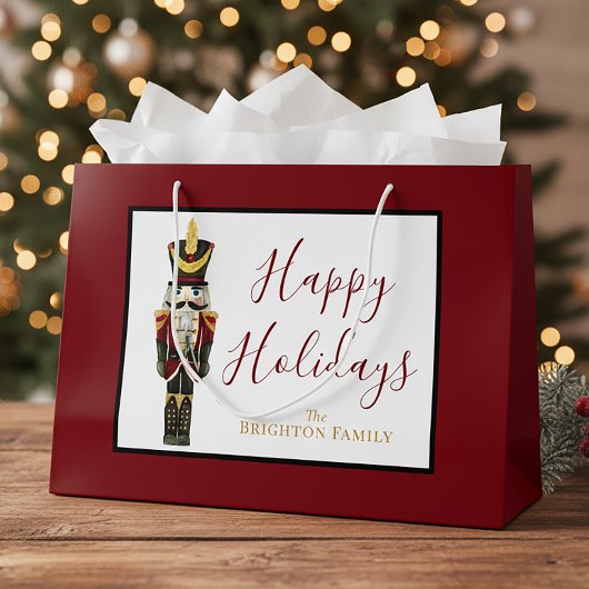 Nutcracker Rood Gelukkig Kerstfeest Klassieke Kers Groot Cadeauzakje