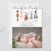 Nutcracker Roze Kerst 1e Verjaardagsfoto Kaart (Voorkant)