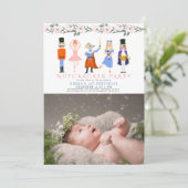 Nutcracker Roze Kerst 1e Verjaardagsfoto Kaart (Staand voorkant)