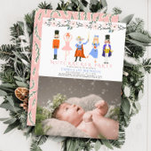 Nutcracker Roze Kerst 1e Verjaardagsfoto Kaart