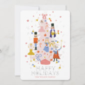 Nutcracker Roze kerstboom Feestdagenkaart (Voorkant)