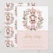 Nutcracker Roze Krans Kerstvakantie Feest Kaart (Voorkant / Achterkant)