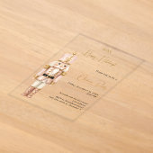 Nutcracker Roze Minimalistische luxe Kerstfeest Acryl Uitnodigingen (Laagn)