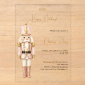 Nutcracker Roze Minimalistische luxe Kerstfeest Acryl Uitnodigingen (Voorkant)