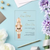 Nutcracker Roze Minimalistische luxe Kerstfeest Acryl Uitnodigingen (Insitu (Huwelijk))