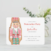 Nutcracker roze & turquoise winter Sneeuwvakantie Kaart (Staand voorkant)