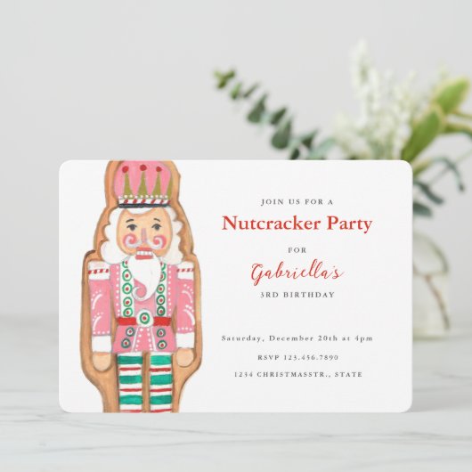 Nutcracker roze & turquoise winter Snow Holiday Kaart (Staand voorkant)