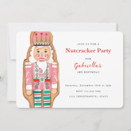 Nutcracker roze & turquoise winter Snow Holiday Kaart