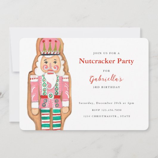 Nutcracker roze & turquoise winter Snow Holiday Kaart (Voorkant)