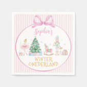 Nutcracker Roze Winter Onederland Verjaardag Servet (Voorkant)