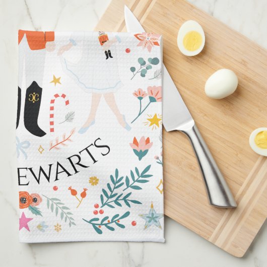Nutcracker Scene Personalized Kitchen Towel Theedoek (Quarter Fold)