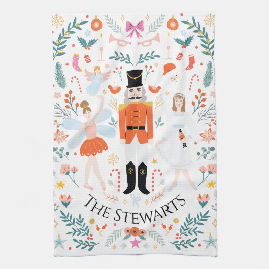 Nutcracker Scene Personalized Kitchen Towel Theedoek (Verticaal)