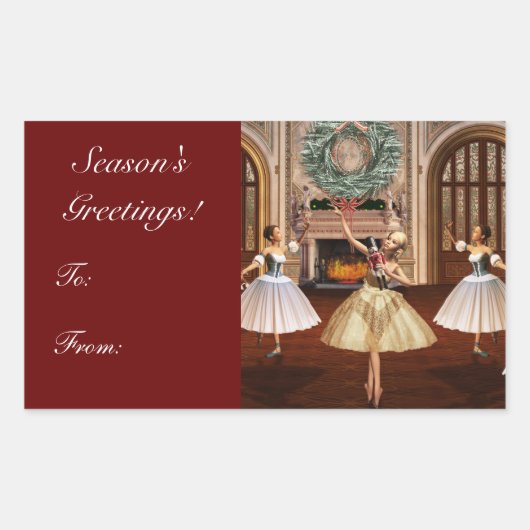 Nutcracker Season's Greetings Gift Label Stickers (Voorkant)
