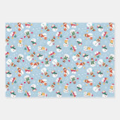 Nutcracker Sleigh en Snowman Set van 3 Kerstmis Inpakpapier Vel (Voorkant 3)