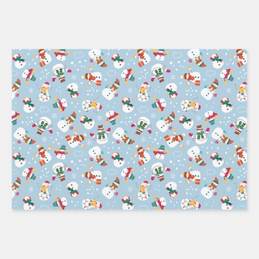 Nutcracker Sleigh en Snowman Set van 3 Kerstmis Inpakpapier Vel (Voorkant 3)