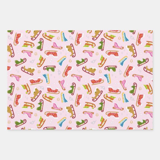 Nutcracker Sleigh en Snowman Set van 3 Kerstmis Inpakpapier Vel (Voorkant 2)