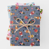 Nutcracker Sleigh en Snowman Set van 3 Kerstmis Inpakpapier Vel (In situ)