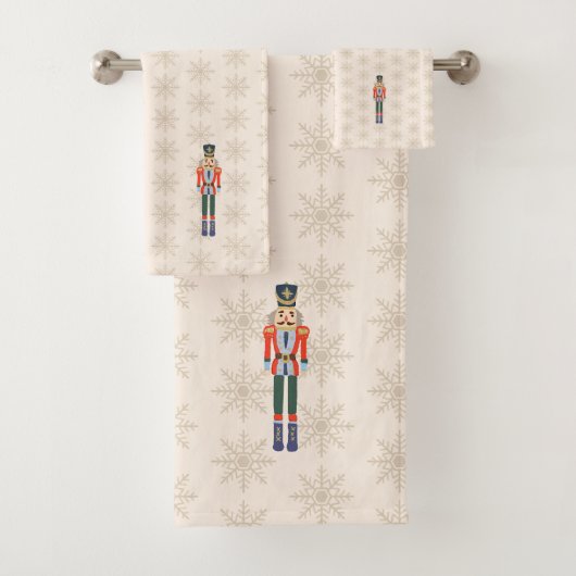 Nutcracker Snowflake Pattern Holiday Bad Handdoek (Insitu)