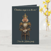 Nutcracker Soldier Art Nouveau Style Christmas Kaart (Gele Bloem)