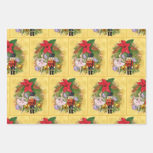 Nutcracker Soldier Sugar Plum Fairy Kerstmis Inpakpapier Vel (Voorkant 3)