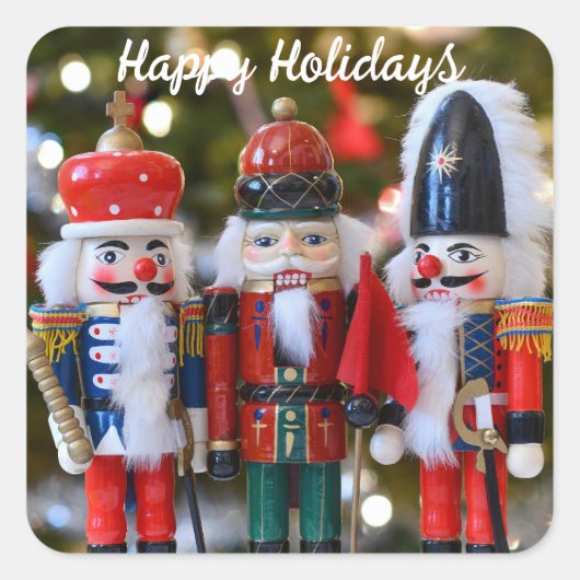 Nutcracker Soldiers Festive Christmas Red Green Vierkante Sticker (Voorkant)