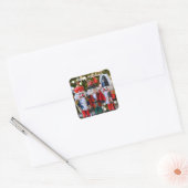 Nutcracker Soldiers Festive Christmas Red Green Vierkante Sticker (Envelop)