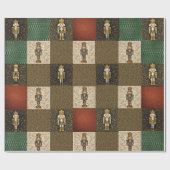 Nutcracker Sparkle Checkerboard Traditional Cadeaupapier (Vlak)