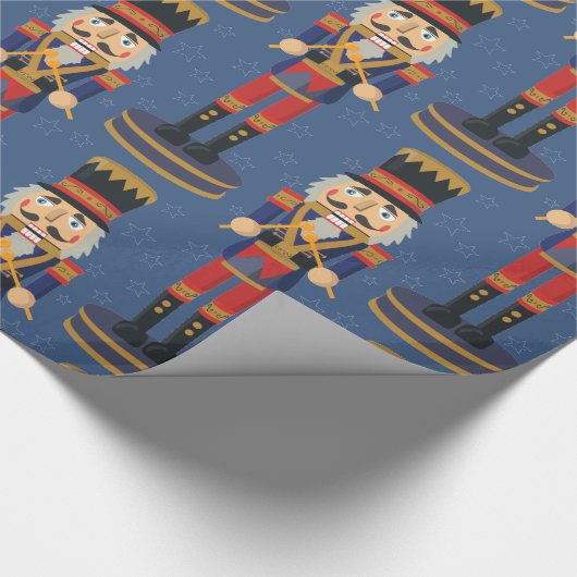 Nutcracker Speelgoed Soldier Drummer Blue Pattern Cadeaupapier (Hoek)